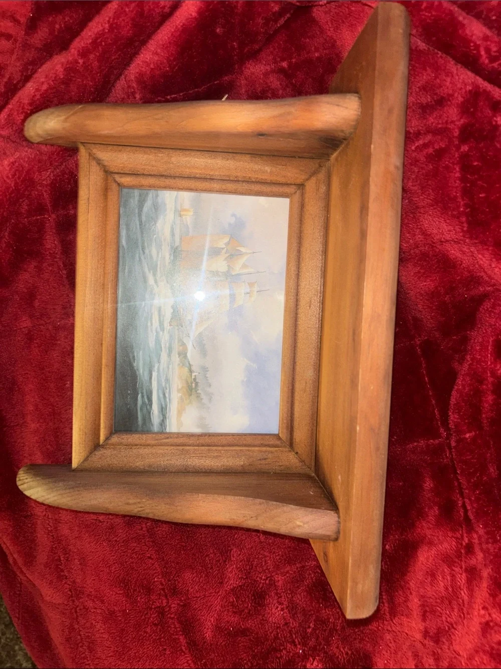 Wooden Framed Nautical Art Print - Brown Hanging shelf
